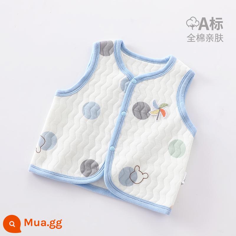 Áo vest cho bé mặc ngoài vào mùa thu đông Kẹp tóc đuôi ngựa cho bé sơ sinh cho mùa xuân thu Áo vest mỏng loại A cho bé mặc bên trong ấm áp. - gấu bong bóng màu xanh