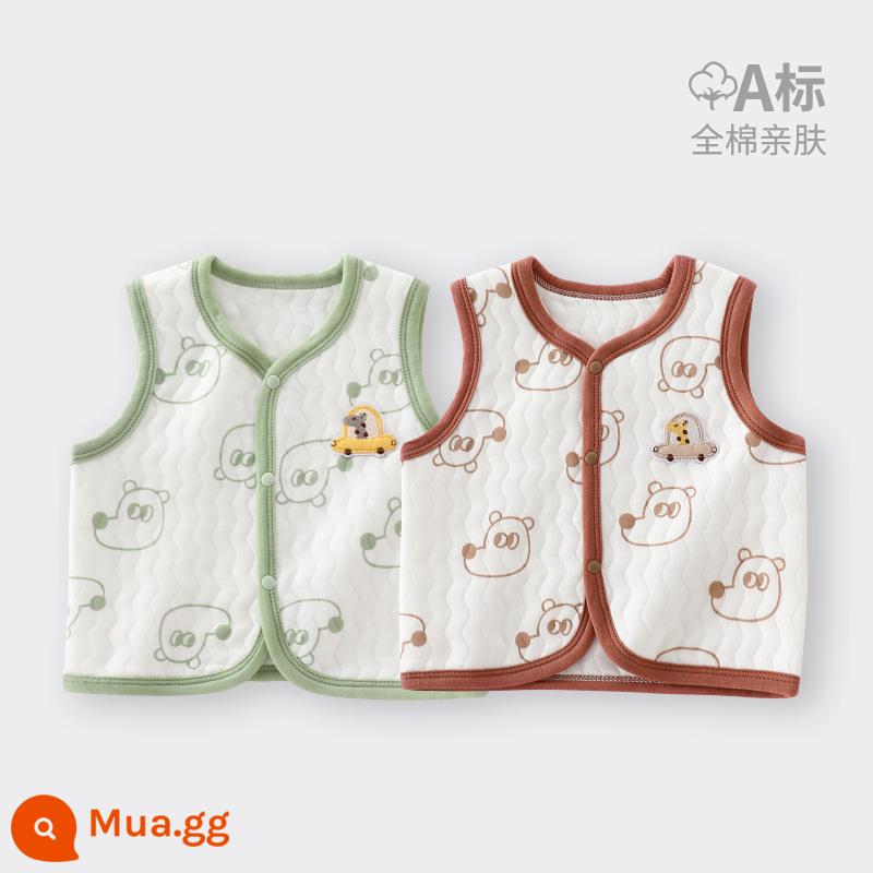 Áo vest cho bé mặc ngoài vào mùa thu đông Kẹp tóc đuôi ngựa cho bé sơ sinh cho mùa xuân thu Áo vest mỏng loại A cho bé mặc bên trong ấm áp. - 2 gói xanh + lạc đà