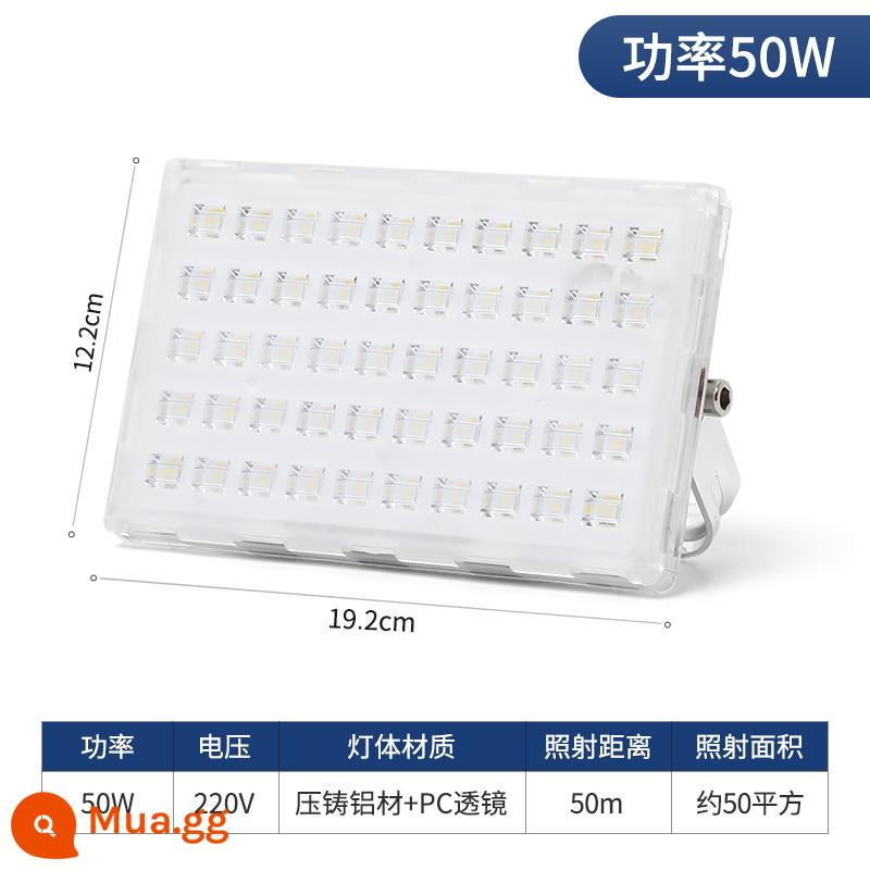 Đèn pha led chiếu sáng ngoài trời ánh sáng mạnh siêu sáng nhà máy xưởng kho công trường xây dựng chôn đèn chống thấm biển hiệu quảng cáo đèn sân khấu - Đèn trắng 50w (gói dùng thử) (giới hạn mua một lần cho mỗi ID)