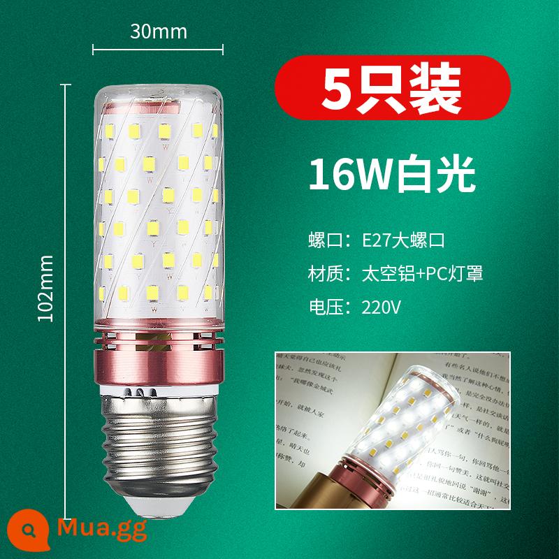 Bóng Đèn LED Tiết Kiệm Năng Lượng Đèn E14 Vít Nhỏ E27 Đèn Ngô Chiếu Sáng Gia Đình Siêu Sáng Mặt Dây Nguồn Sáng Ba Màu Mờ - [Gói 5] Cổng vít E27 không nhấp nháy Đèn trắng 16W