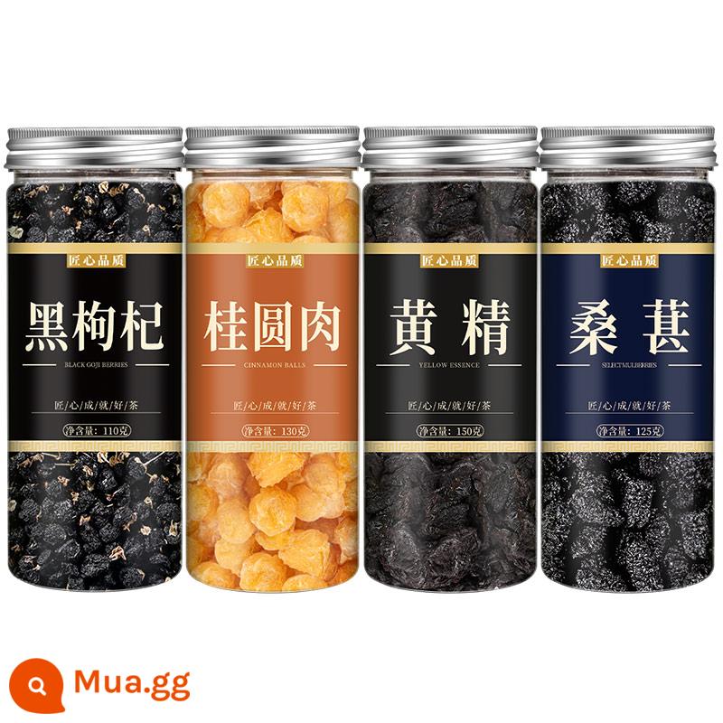 Wolfberry, Mulberry, Polygonatum, Long nhãn, Quế tròn, Dâu tằm khô, Wolfberry khô, Trà Wolfberry đen Ninh Hạ, Túi trà ngâm thận nam - [4 lon] Dâu đen, dâu tằm, Polygonatumodoratum, nhãn thịt