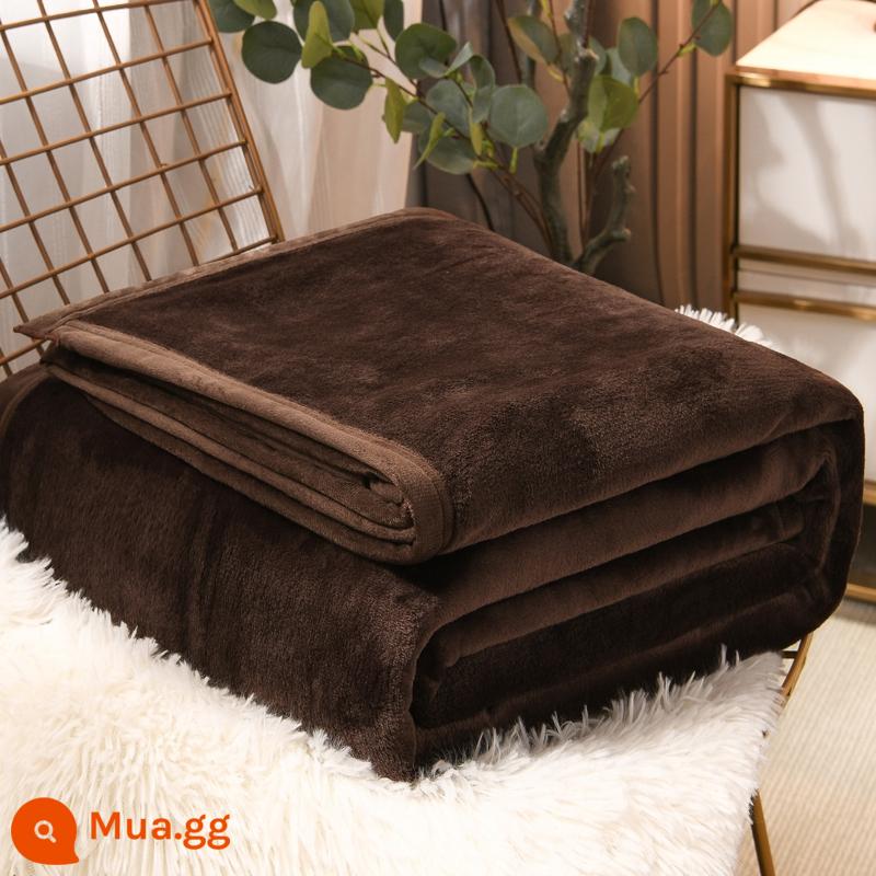 Chăn Nhung Sữa Điều Hòa Không Khí Chăn Ga Chăn Nhung Mùa Đông Dép Nỉ Sofa Chăn Ngủ Văn Phòng Bao Chăn - Nâu sâm