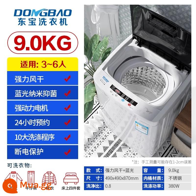 Dongbao 8.5KG máy giặt gia đình nhỏ hoàn toàn tự động cho thuê ký túc xá em bé và trẻ em sấy khô và giặt một - 9,0kg [Mẫu gia đình] Sấy khô mạnh mẽ, Làm sạch bằng ánh sáng xanh, Khử nhiễm mạnh và chống rối