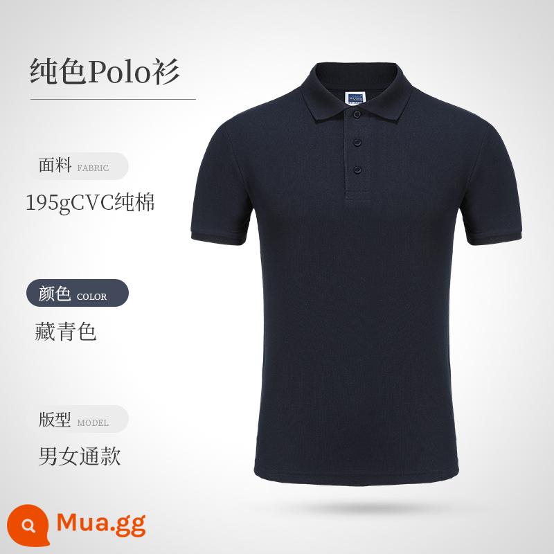 Áo polo đảo ngược quần áo làm việc tùy chỉnh logo nhân vật thêu cotton t -shirts áo sơ mi quảng cáo văn hóa bản đồ tay áo ngắn - xanh hải quân