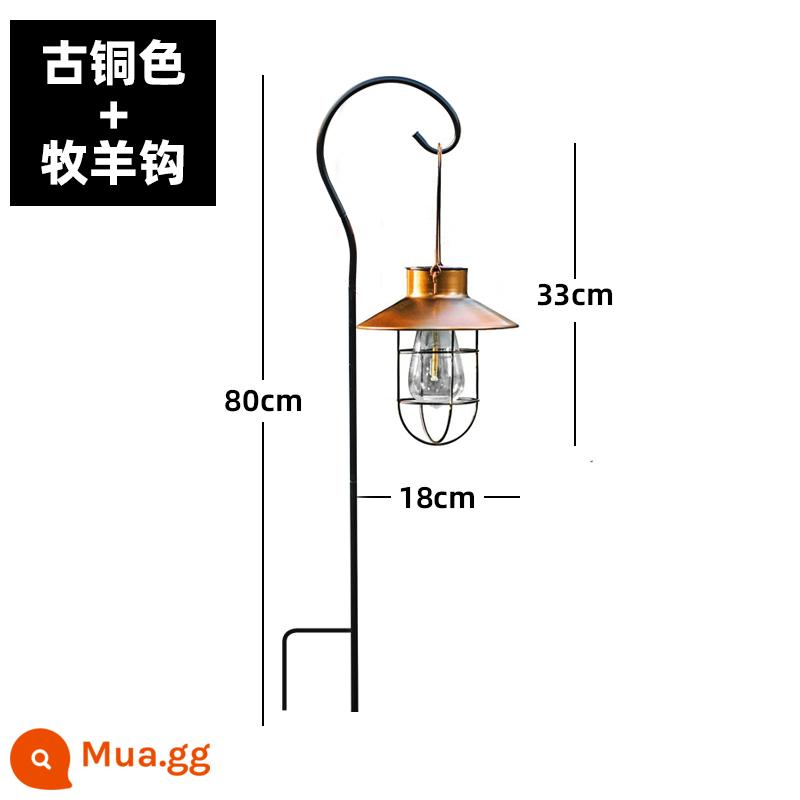 Đèn chùm năng lượng mặt trời cổ điển không thấm nước sân đèn cắm trại ngoài trời vườn vọng lâu nhà kính treo đèn bầu không khí trang trí đèn - Đèn ấm bằng đồng (có móc chăn)