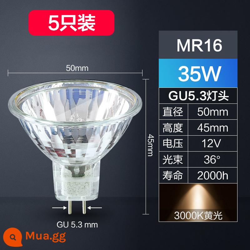 Philips MR16 cốc lớn đèn halogen cốc bóng đèn thạch anh đèn vàng 12V/20W/35W50W halogen tungsten đèn - Halogen丨5 chiếc[MR16]35W丨Ánh sáng vàng丨Đường kính 50MM