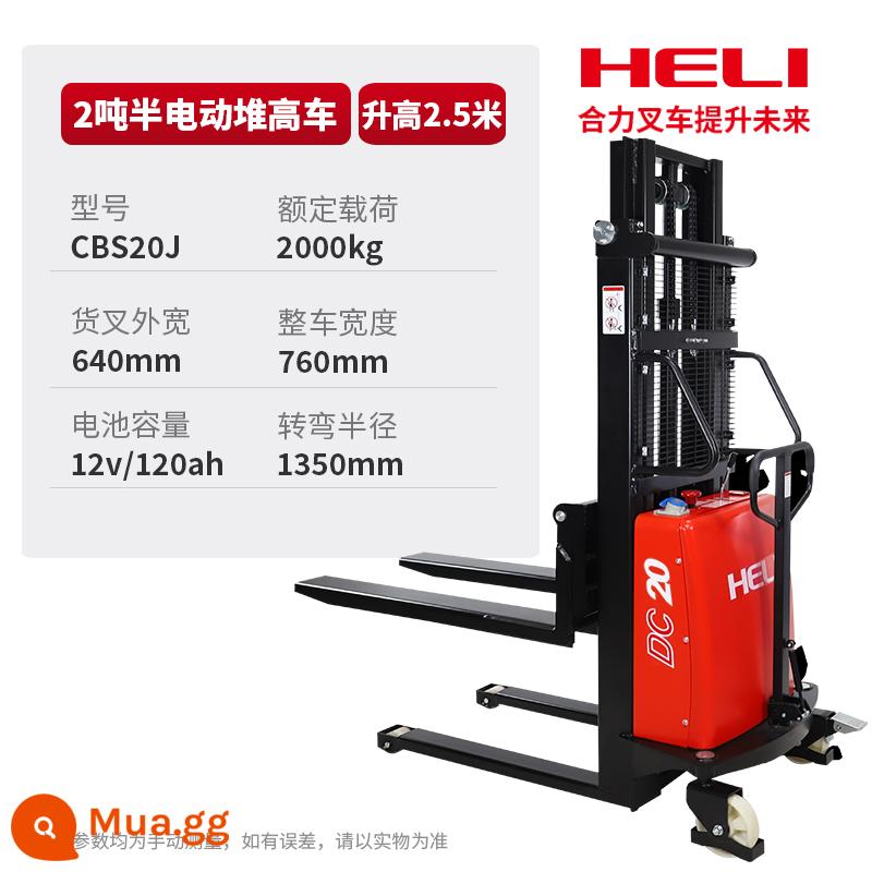 Xe nâng điện Heli Xe nâng thủy lực điện 2 tấn Xe nâng nhỏ 1 tấn có xe đẩy cắm điện - [Heli] Xe nâng 2 tấn bán điện 2,5 mét CBS20J