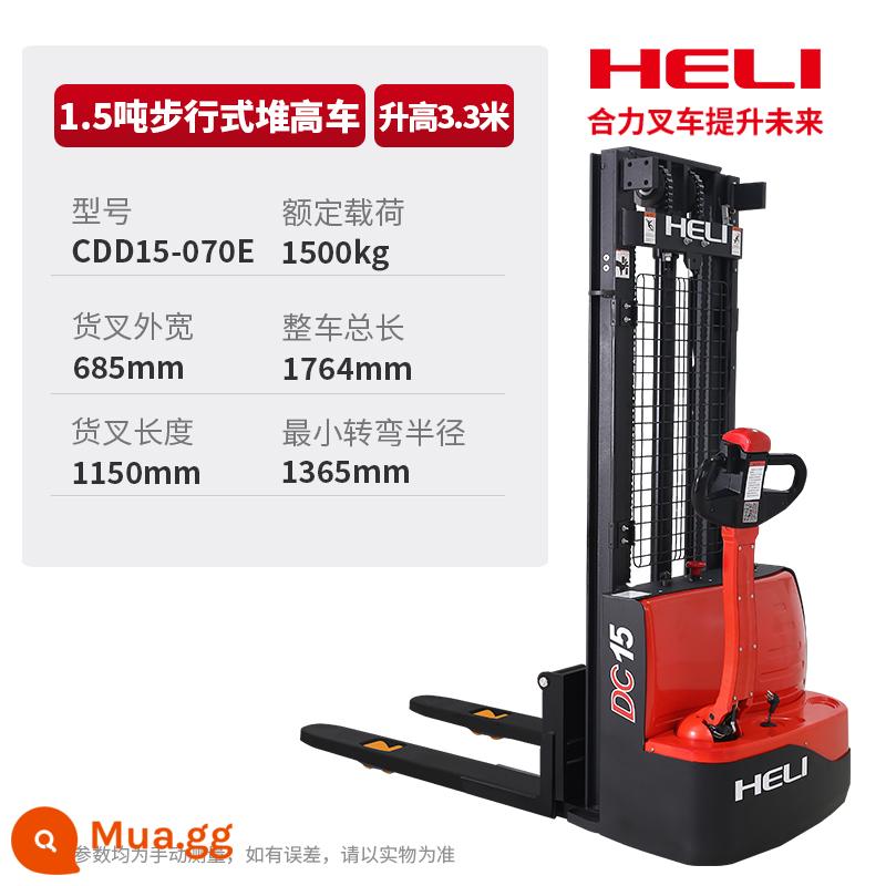 Xe nâng điện Heli Xe nâng thủy lực điện 2 tấn Xe nâng nhỏ 1 tấn có xe đẩy cắm điện - [Heli] Cột buồm hạng nặng 1,5 tấn lít 3,3 mét CDD15-070E