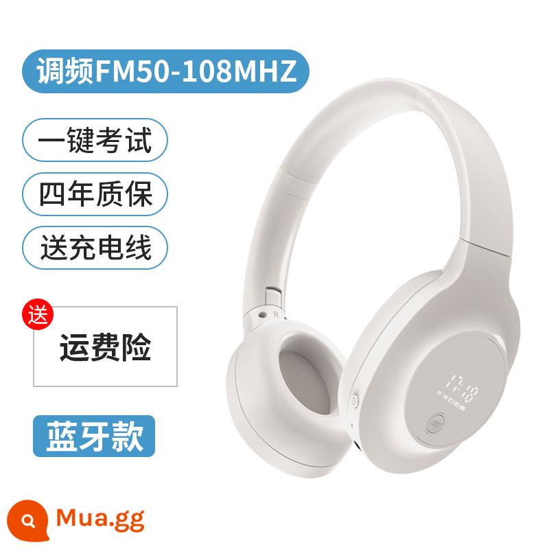 nghe tiếng anh cấp 4 và 6 Tai nghe FM cấp 4 cấp 4 thi đại học cấp 6 FM đặc biệt bốn tai nghe bluetooth không dây - Mẫu Bluetooth màu trắng nhạt [có hiển thị thời gian + pin] đi kèm cáp sạc