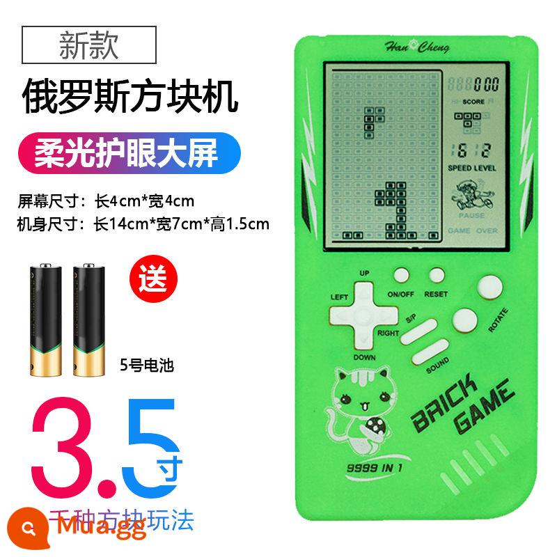 Máy chơi game Tetris cầm tay 4.1 inch màn hình lớn bao phủ lòng bàn tay trẻ em cổ đại hoài cổ di động cầm tay học sinh tiểu học thời thơ ấu học sinh vuông đồ chơi giáo dục cổ điển 8090 kiểu cũ mini nhỏ - Màu xanh lá cây mới [màn hình lớn 3,5 inch] đi kèm pin