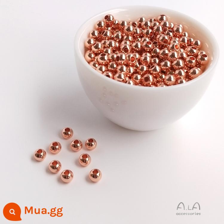 Giữ màu vàng 18K đóng gói rời hạt mạ vàng thật hạt bạch kim hạt bạc hạt DIY handmade đính cườm phụ kiện trang sức - Vàng hồng 2mm 100 miếng