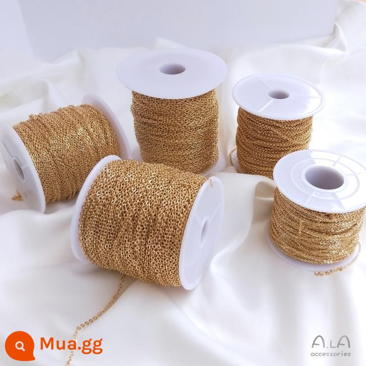 Giữ màu mạ vàng 14K dây chuyền mạ vàng thật dây chuyền mỏng tua hình chữ O dây chuyền nối dài vòng cổ vòng tay chất liệu phụ kiện tự làm - Xích tròn O 1.0mm [1 cuộn 100 yard/92 mét]