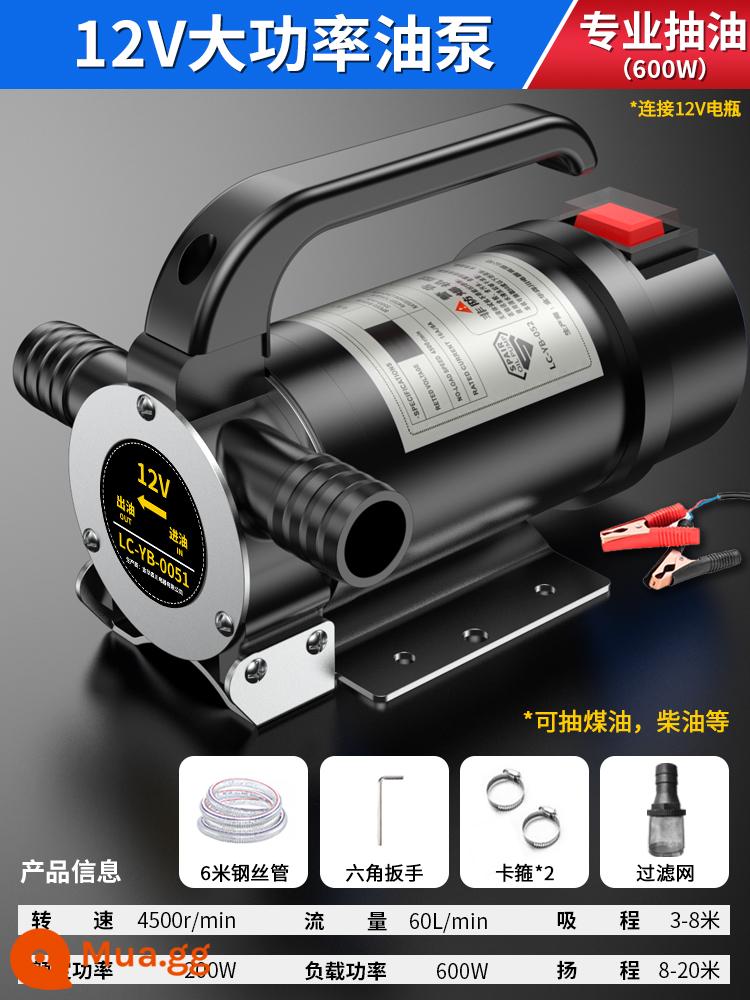 Điện Bơm Dầu 12V24V220V Đa Năng Máy Bơm Diesel Nhỏ Tiếp Nhiên Liệu Bơm Tự Mồi Bơm Nước Tiếp Nhiên Liệu Hiện Vật - [Bơm dầu chuyên nghiệp 600W] Ống 12v + 6 mét (tặng quà)