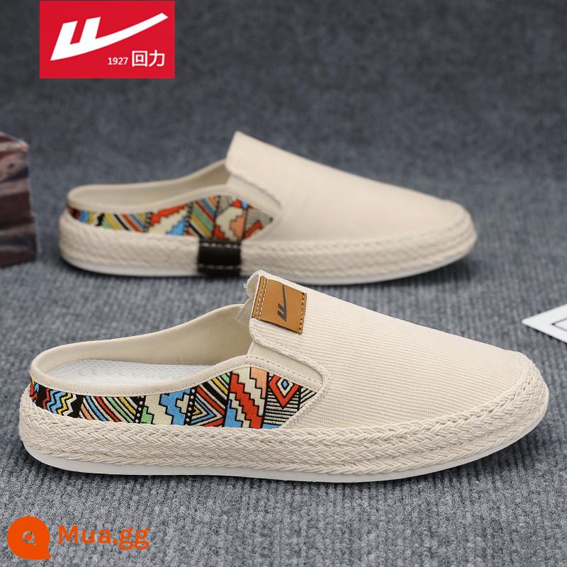 Kéo lại giày vải nam mùa hè thoáng khí cũ Bắc Kinh giày vải nam lười slip-on vải lanh giày thể thao hợp thời trang - Mi Cai [nửa kéo]