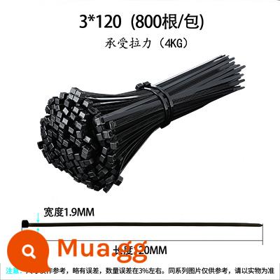 Nylon buộc dây cáp tự khóa 4*200 nhựa ràng buộc dây buộc dây kiềm chế dây với dây buộc dải màu đen - 3*120 rộng 1.9mm 800 dải màu đen