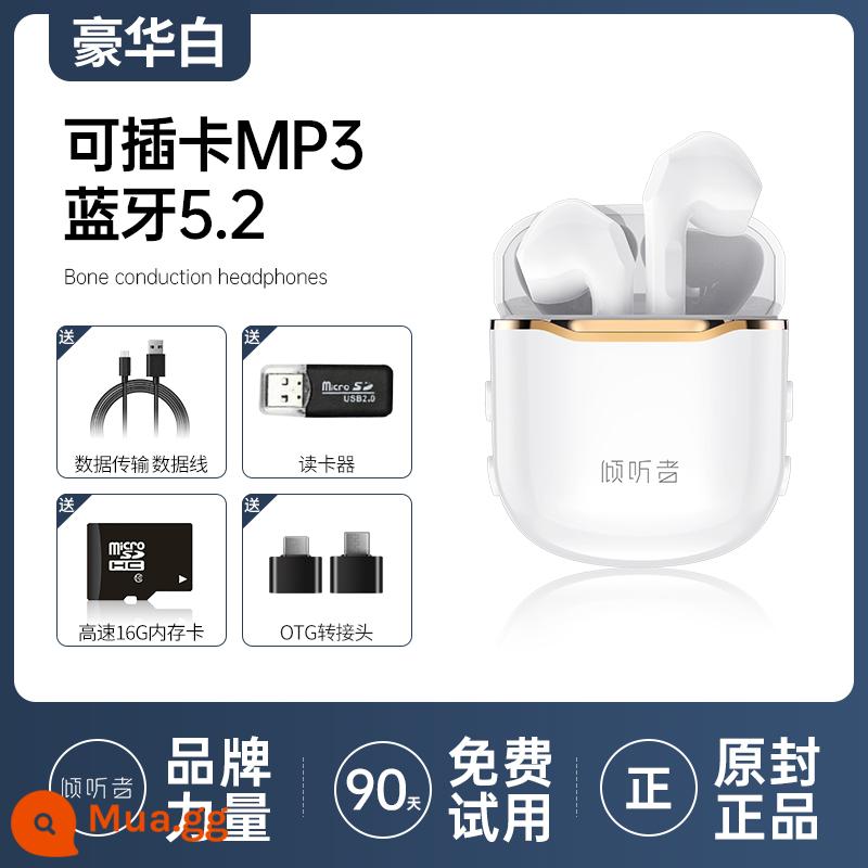 Máy nghe nhạc MP3 Walkman phiên bản sinh viên tai nghe bluetooth không dây thực sự thẻ cắm tất cả trong một để nghe các bài hát nhỏ đặc biệt - Màu trắng sang trọng [có thể cắm thẻ★MP3 Bluetooth 5.2] đi kèm thẻ nhớ 16G + đầu đọc thẻ nhớ +OTG