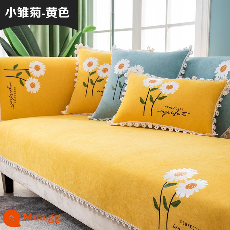 Chenille sofa đệm bốn mùa đa năng đệm ghế chống trượt tối giản hiện đại bọc ghế sofa da bao gồm tất cả vải bọc phổ quát - màu vàng hoa cúc