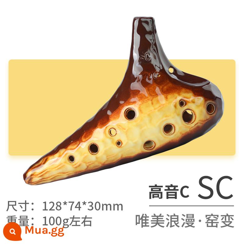 TNG ocarina alto 12 lỗ C điều chỉnh sinh viên người lớn chuyên nghiệp 12 lỗ AC điều chỉnh ocarina sóng biển nhạc cụ ocarina - Sự đổi màu lò nung SC Treble C