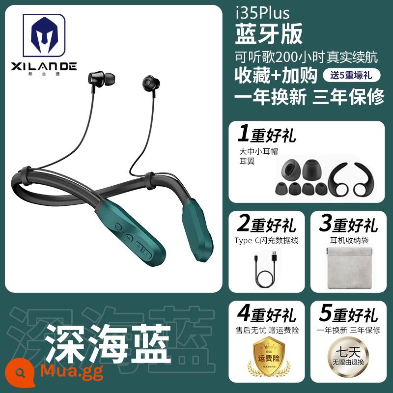 Tai nghe bluetooth không dây mới 2023 thể thao đeo cổ kiểu trò chơi thời lượng pin siêu dài thích hợp cho Apple Huawei Xiaomi - Phiên bản nâng cấp Deep Sea Blue [Hiệu ứng âm thanh 9D + thời lượng pin 200 giờ + sạc nhanh Type-C + giọng nói thông minh]