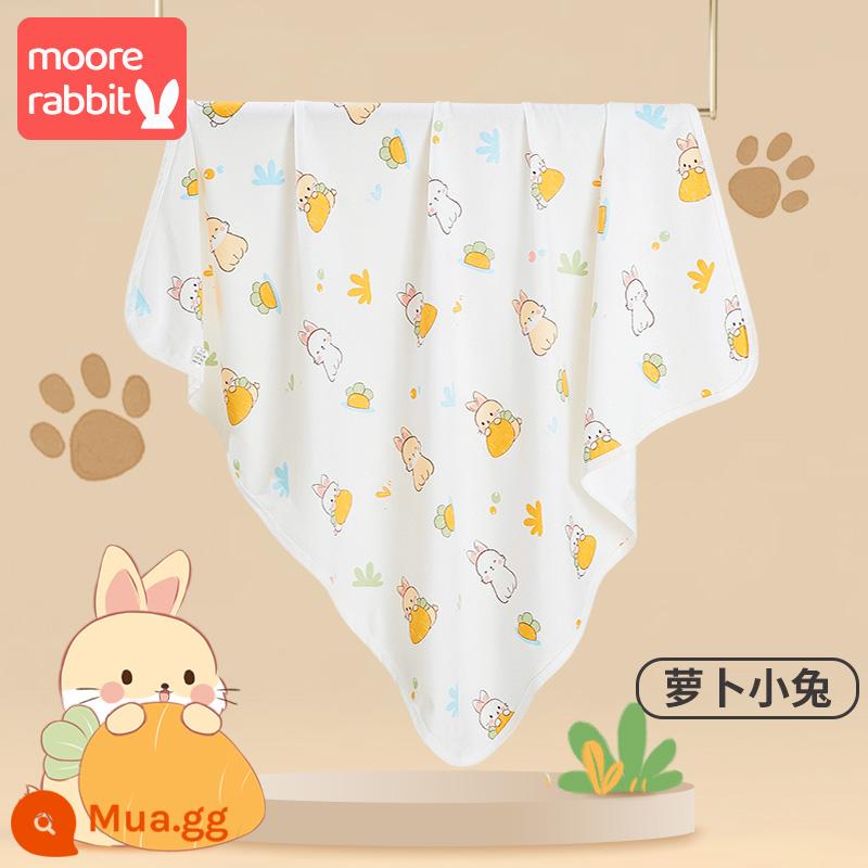 Gói đơn bé chăn cotton bọc vải sơ sinh xuân hạ thu hè mỏng bọc quấn ôm chăn giao phòng bọc đồ sơ sinh - [Tấm bọc một lớp có viền 83*83cm] Thỏ cà rốt + lông chải cực mềm