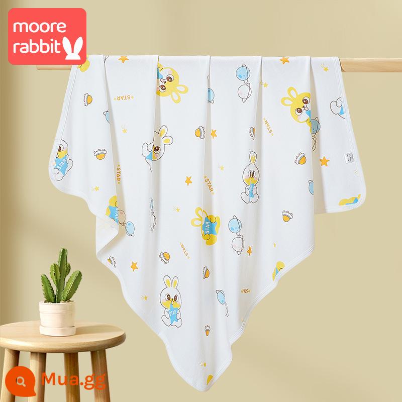 Gói đơn bé chăn cotton bọc vải sơ sinh xuân hạ thu hè mỏng bọc quấn ôm chăn giao phòng bọc đồ sơ sinh - [Tấm bọc một lớp có viền 83 * 83cm] Thỏ Sao Xanh + Chải cực mềm