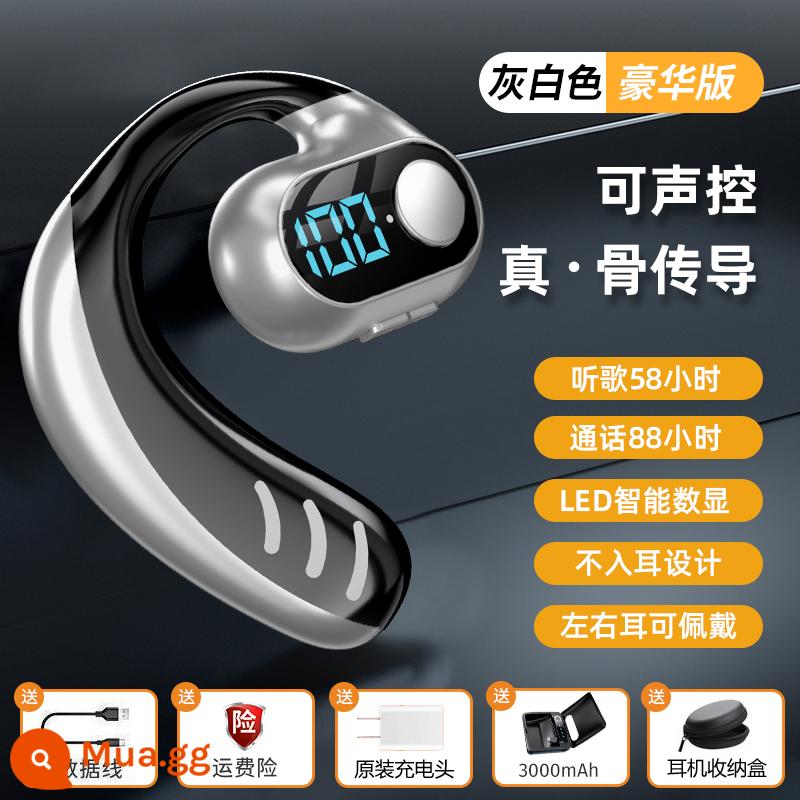 Tai nghe bluetooth kích hoạt bằng giọng nói dẫn truyền xương thực sự không dây không nhét trong tai 2022 mới cho nam và nữ, thời lượng pin cực dài chất lượng âm thanh - Business Grey - Điều khiển bằng giọng nói [Phiên bản cao cấp] Thời gian đàm thoại 68 giờ + chất lượng âm thanh HIFI dẫn truyền qua xương + Màn hình kỹ thuật số thông minh LED siêu rõ