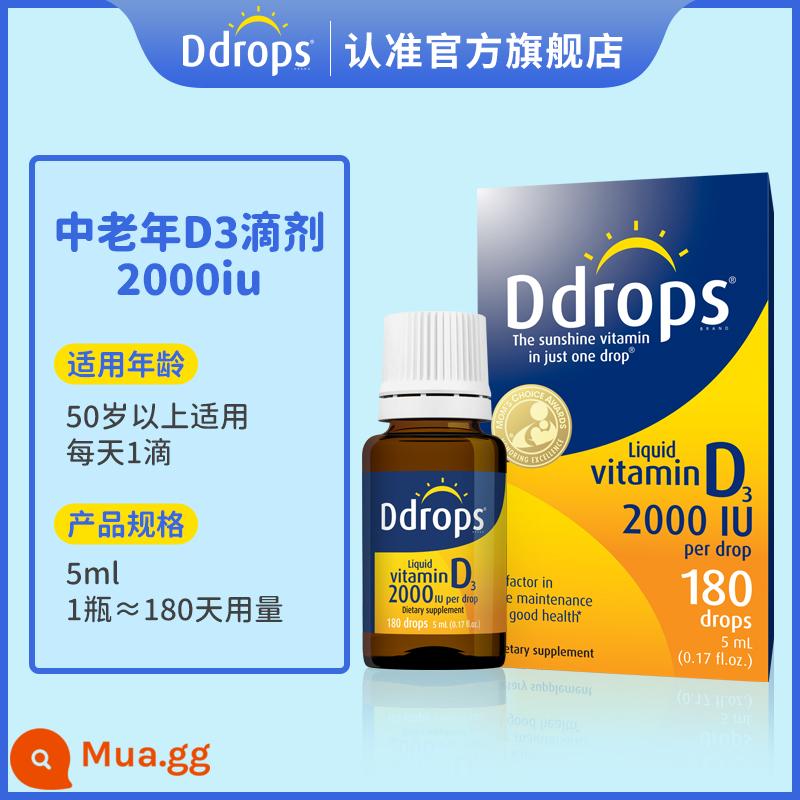 Ddrops vitamin người lớn D31000iu bà bầu chuẩn bị mang thai vd active 25 hydroxyvitamin D vitamin vd3 - D3 giảm 2000iu cho người trung niên và người già (trên 50 tuổi)