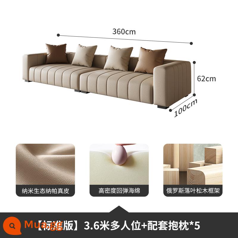 Ghế sofa da phím đàn piano phòng khách căn hộ nhỏ Ý tối giản lớp trên cùng bằng da bò ghế sofa ba chỗ hiện đại - [Phiên bản tiêu chuẩn] Nhiều chỗ ngồi 3,6m + gối cùng màu*5