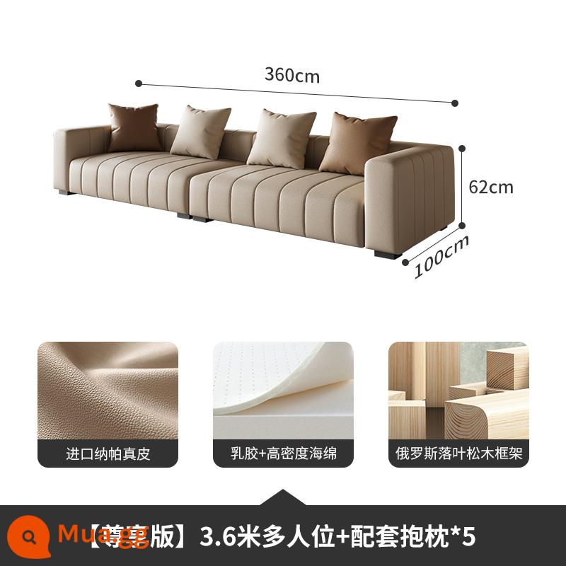 Ghế sofa da phím đàn piano phòng khách căn hộ nhỏ Ý tối giản lớp trên cùng bằng da bò ghế sofa ba chỗ hiện đại - [Phiên bản độc quyền] Nhiều chỗ ngồi 3,6m + gối cùng màu*5