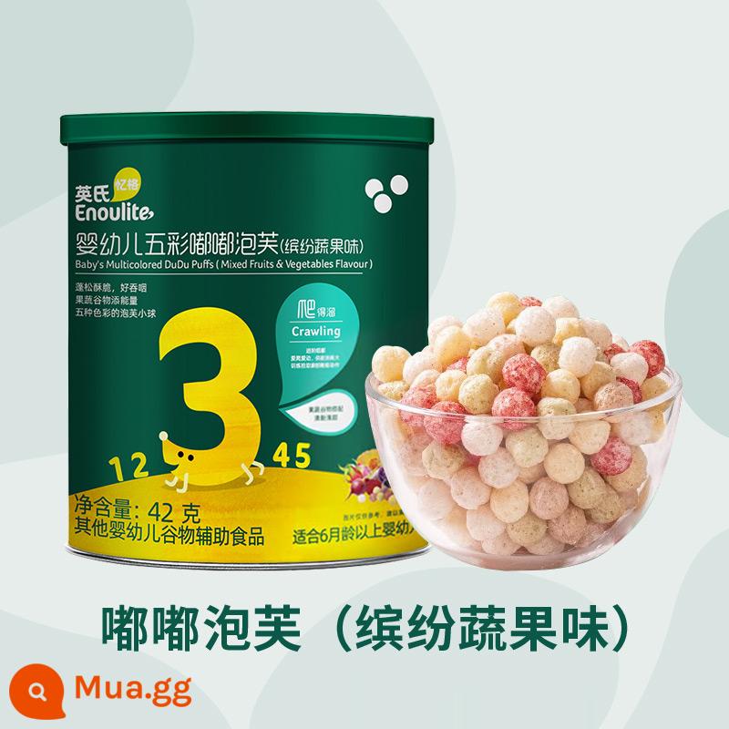 Bánh phồng cá nhỏ Anh ăn dặm bánh quy dinh dưỡng cho bé không đường muối không chiên 40g/lon - Bánh Dudu Puffs đầy màu sắc với hương vị trái cây và rau củ nhiều màu sắc 42g