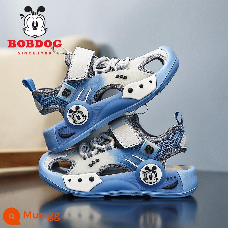 Giày sandal bé trai Bobbean mùa hè 2023 mới Bao Đầu chống va chạm đế mềm chống trượt giày thể thao trẻ em đi biển - Xám/Xanh hồ