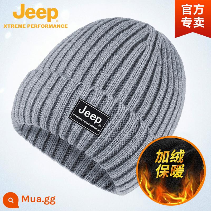 Mũ Jeep Mũ nam dệt kim mùa đông nhung phiên bản Hàn Quốc mũ lạnh bông ấm chống lạnh mũ len nam mùa thu đông - Xám [nắp đơn]