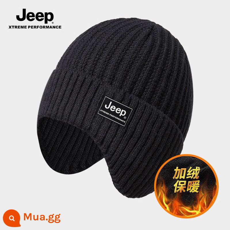 Mũ bảo vệ tai Jeep Jeep trung niên và cao tuổi mũ len nam mùa đông ấm bố ông nội mũ len nam mùa đông người cao tuổi - mũ đen]