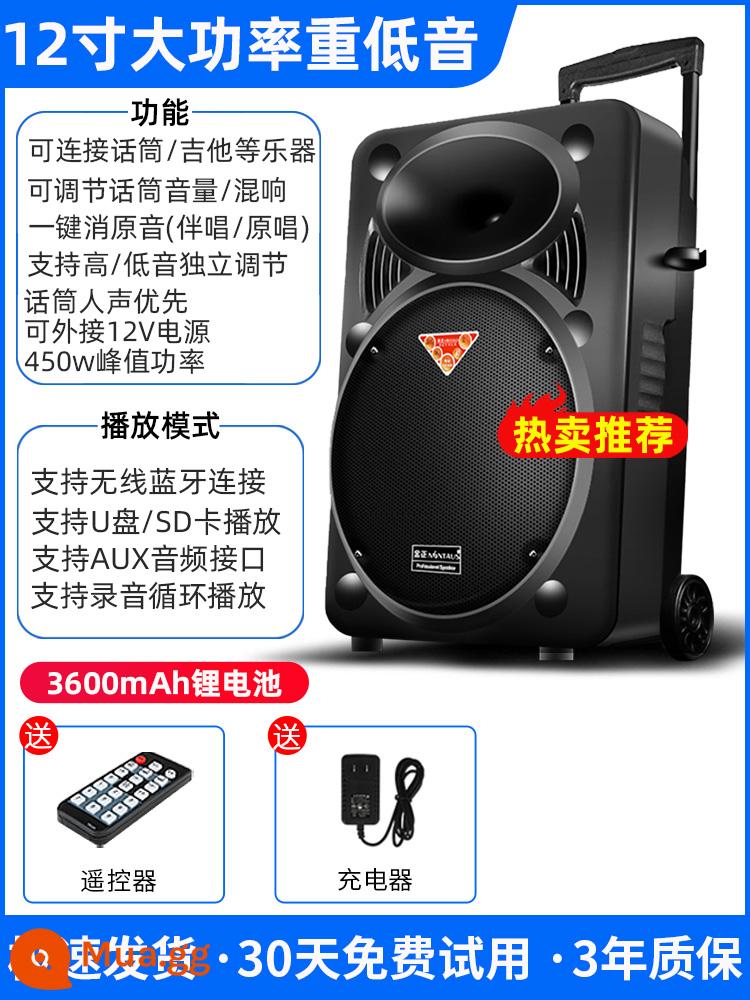 Kim Jong square dance âm thanh karaoke ngoài trời di động cần gạt bluetooth loa có micro hát hiệu suất âm lượng lớn - Tiêu chuẩn loa trầm công suất cao 12 inch [âm lượng gấp đôi]