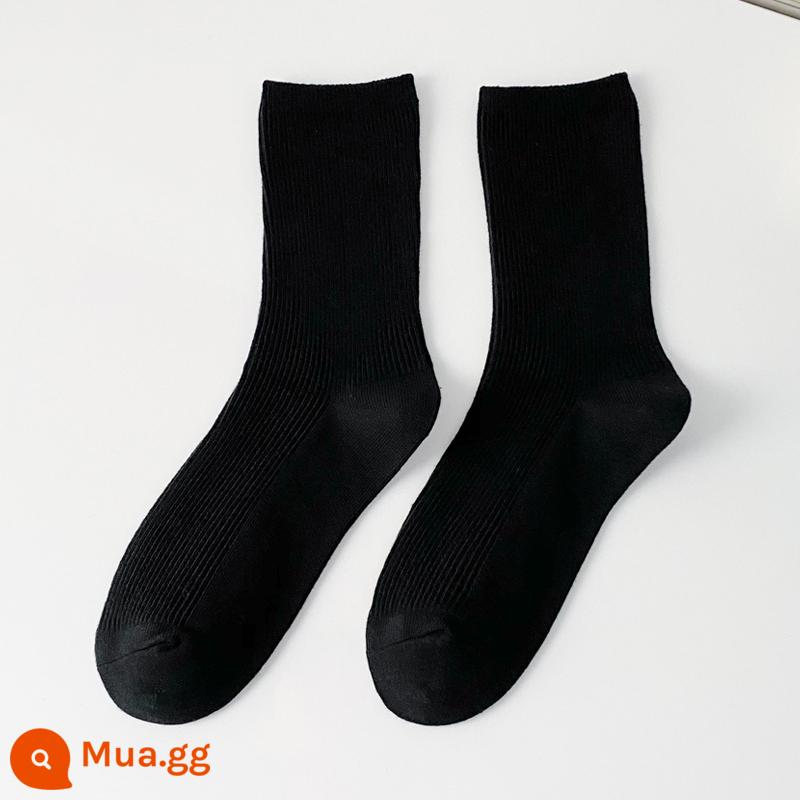 Vớ trắng trẻ em mùa thu và mùa đông đen cotton cotton cotton ins me - Đen 3[3 đôi]