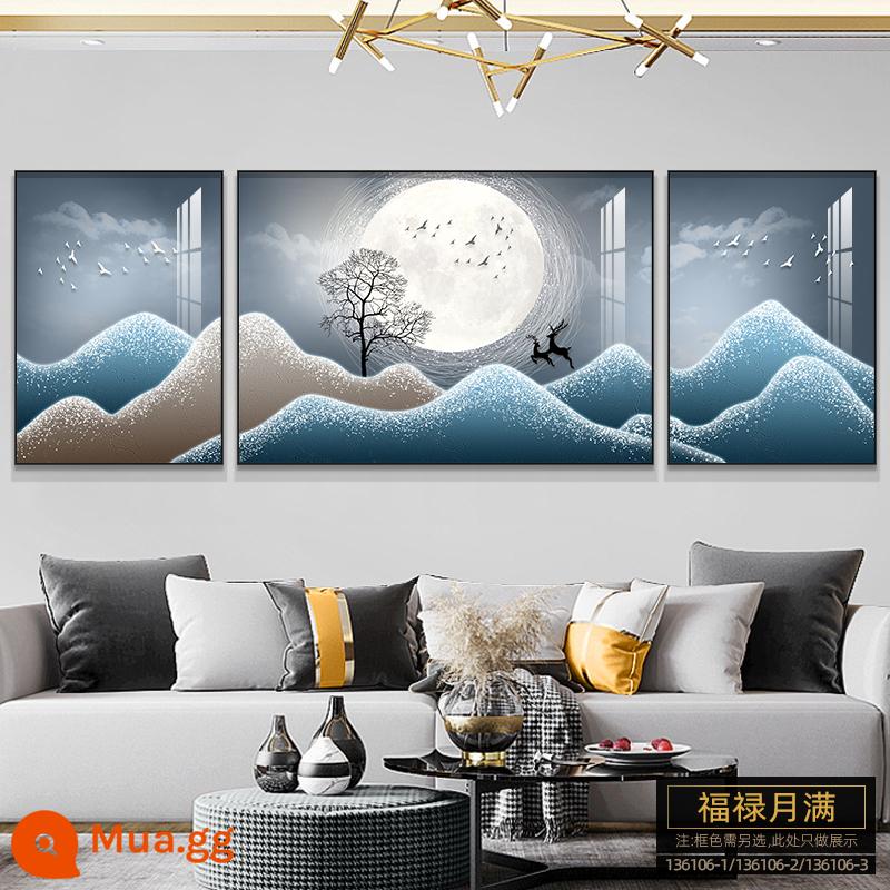 Tranh trang trí phòng khách ánh sáng cao cấp sang trọng bộ ba không khí tối giản hiện đại tranh treo tường sofa mới nền tranh treo tường - 136106-1/136106-2/136106-3 Fulu Yue đã đầy