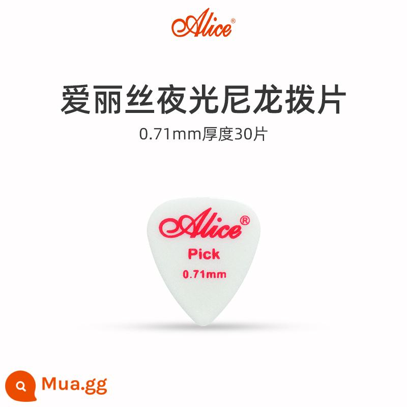 Alice Alice Civil Ballad Guitar Cosmetics Sweeking Thin huỳnh quang Nylon Nights Optoelectronics Guitar Persevers Persevers Pick - [Gói 30 miếng] 0,71mm+ đi kèm hộp đựng