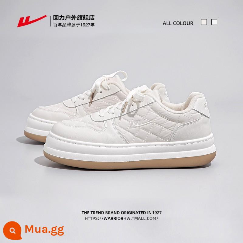 Thu Đông 2022 Thời Trang Thu Đông Mới Giày Sneakers Đầu Lớn Giày Sneakers Dày Dặn Giày Trắng Ấm Áp Cho Nữ Thu Đông 2022 - Màu be [lớp lót đơn]