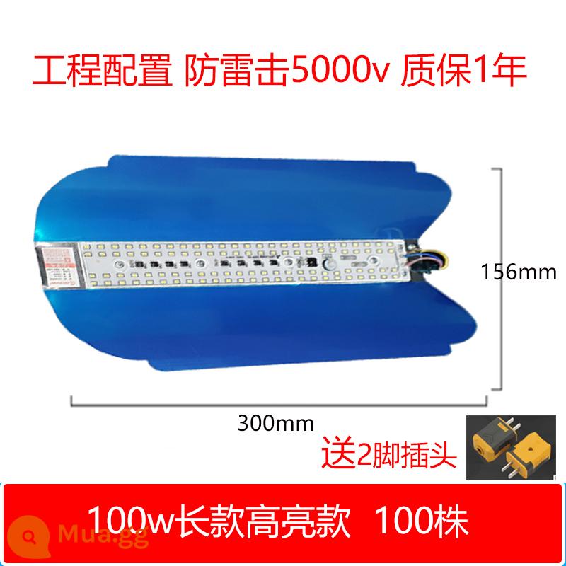 đèn led iốt vonfram siêu sáng đèn làm việc ngoài giờ ngoài trời đèn năng lượng mặt trời không thấm nước công trường xây dựng với đèn chiếu sáng 1000w - Đèn trắng độ sáng cao phiên bản dài 100 watt đi kèm phích cắm 2 chân