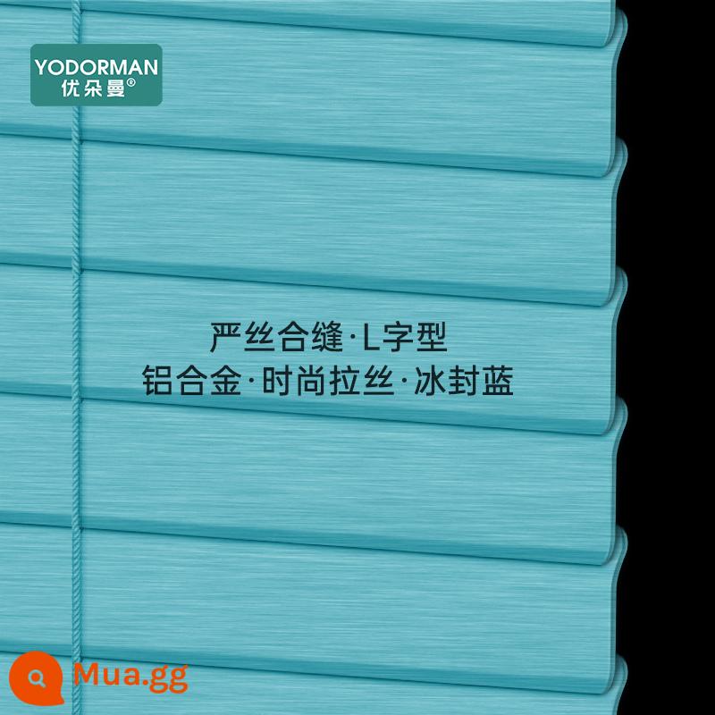 Udorman Hợp Kim Nhôm Rèm Venetian Miễn Phí Bấm Bóng Nâng Điện Đơn Giản Hiện Đại Phòng Phòng Tắm Nhà Bếp - [Đánh răng động] Màu xanh đông lạnh