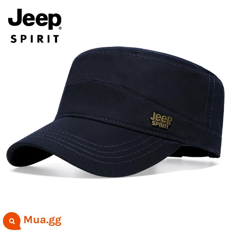 JEEP TINH THẦN Jeep Nón Nam Đầu Dẹt Plus Nhung Dày Mũ Cotton Người Trung Niên Và Người Cao Tuổi Đạt Đỉnh Nón mùa Thu Đông - [Phong cách mới bốn mùa] Màu xanh đậm