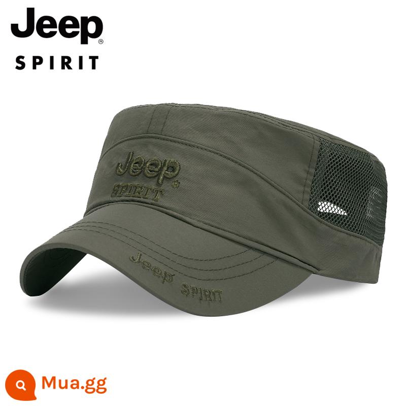 JEEP TINH THẦN Jeep Nón Nam Đầu Dẹt Plus Nhung Dày Mũ Cotton Người Trung Niên Và Người Cao Tuổi Đạt Đỉnh Nón mùa Thu Đông - [Phong cách mùa hè] Xanh quân đội