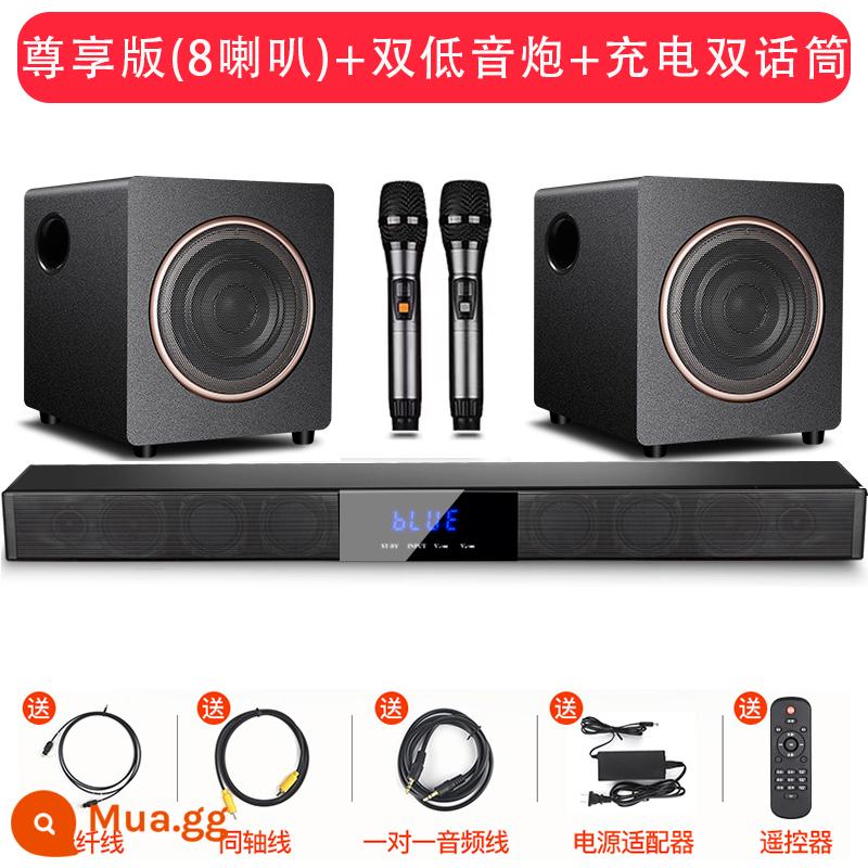 Rạp hát tại nhà TV LCD âm thanh phòng khách loa ngoài máy chiếu Dolby âm thanh toàn cảnh kê tường echo - [Phiên bản độc quyền] 8 loa + loa siêu trầm đôi + micrô không dây kép bằng kim loại có thể sạc lại - phòng khách Bộ bài hát K âm thanh TV