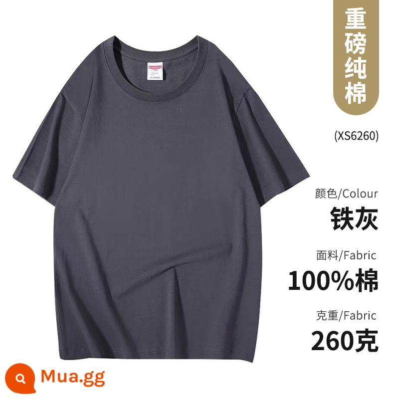 Quần áo công sở Áo thun cotton nguyên chất ngắn tay văn hóa áo sơ mi văn hóa trường trung học cơ sở đồng phục học sinh quần áo họp thể thao in logo - Loại C-sắt màu xám