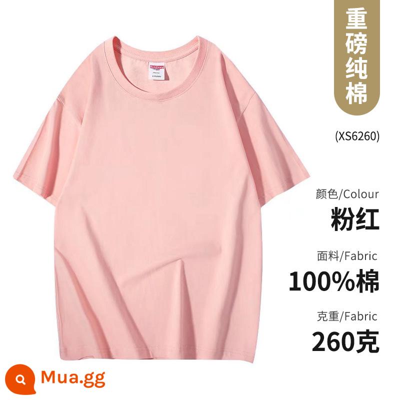 Quần áo công sở Áo thun cotton nguyên chất ngắn tay văn hóa áo sơ mi văn hóa trường trung học cơ sở đồng phục học sinh quần áo họp thể thao in logo - Loại C-hồng