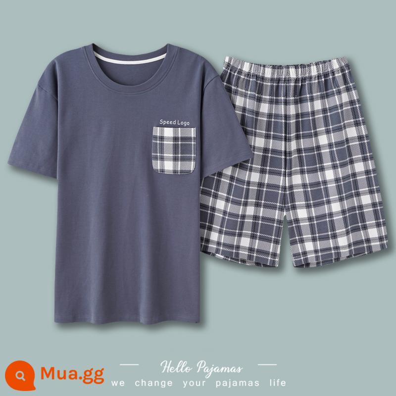 Langsha 2023 Bộ Đồ Ngủ Mới Nam Mùa Hè Cotton Mỏng Quần Short Ngắn Tay Phục Vụ Tại Nhà Nam Mùa Hè Size Lớn Bộ Đồ - NS3124