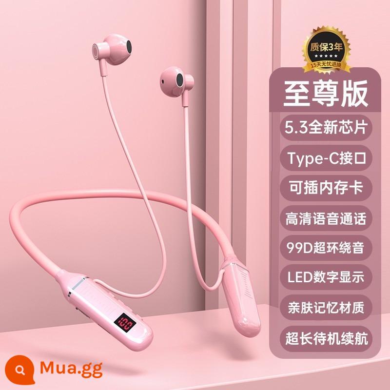 Mẫu tai nghe Bluetooth không dây đeo cổ công suất cao và bền lâu dành cho nam và nữ năm 2024 phù hợp với Huawei - Supreme Edition Sakura Pink [Âm thanh không bị méo tiếng + cải thiện thời lượng pin 150% + đeo thoải mái + bảo hành 5 năm]