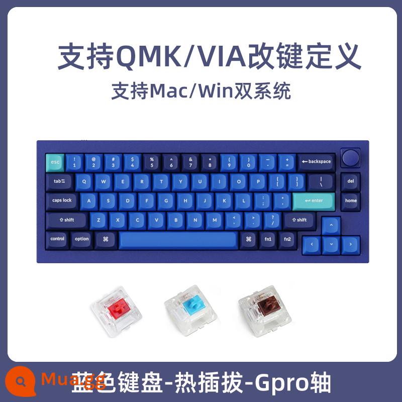 Keychron Q2 Núm 65% Tùy Chỉnh CNC Cực Dương Bàn Phím Cơ Gioăng Thiết Kế QMK Phím Thay Đổi Gpro - Q2O [phiên bản núm vặn] Keycap PBT có thể tráo đổi nhanh RGB-màu xanh