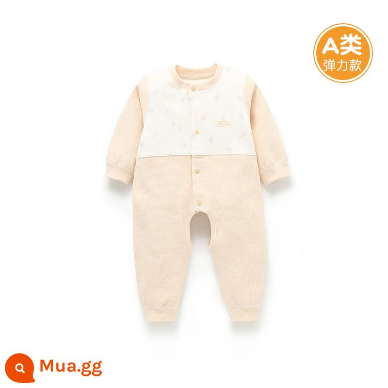 Quần áo cotton nguyên chất cho bé sơ sinh, áo liền quần có dây buộc mùa xuân thu, bé sơ sinh 0 đến 3 tháng đầy tháng, quần áo mùa xuân cho bé nam và nữ - YH0112 màu vàng nhạt