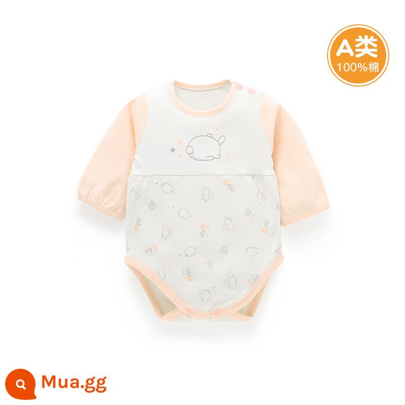 Quần áo cotton nguyên chất cho bé sơ sinh, áo liền quần có dây buộc mùa xuân thu, bé sơ sinh 0 đến 3 tháng đầy tháng, quần áo mùa xuân cho bé nam và nữ - YA0158 hồng phong cách mùa hè